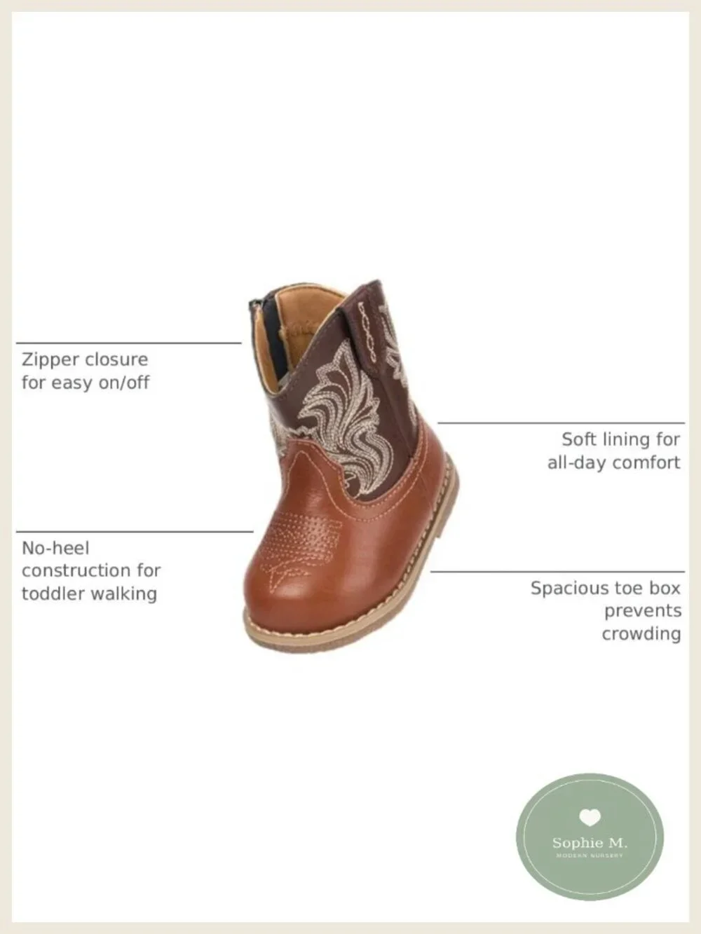 Toddler Cowboy Boots Girls Boys Infant Mid Calf Round Toe Mocc Leather Zip